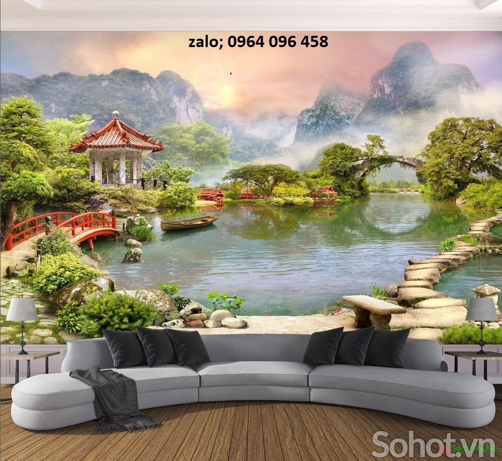 Tranh cảnh đồng quê - tranh gạch 3d ốp tường - 98CV