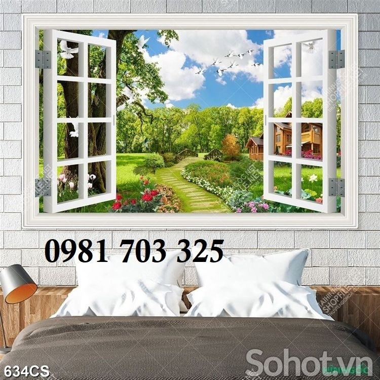 gạch tranh trang trí, tranh cửa sổ 3D