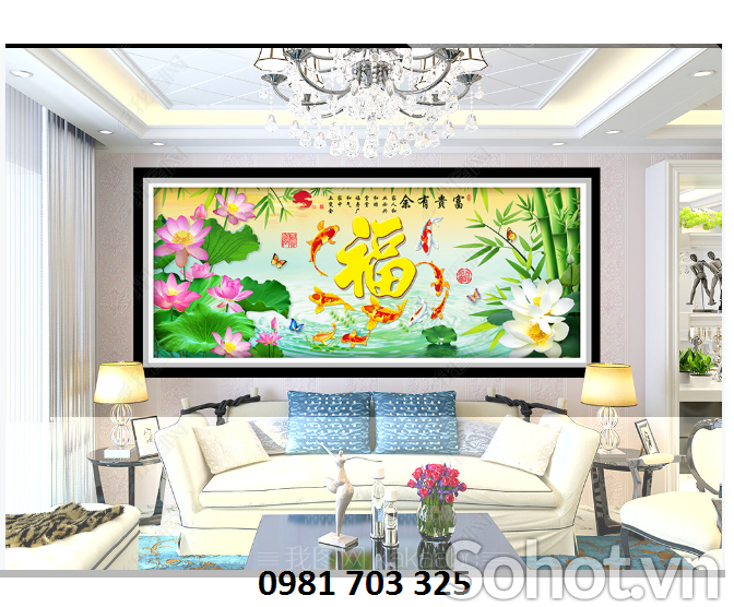 Gạch tranh cá chép-tranh gạch men ốp tường