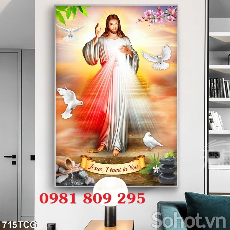 Tranh gạch chúa thương xót Hn8393