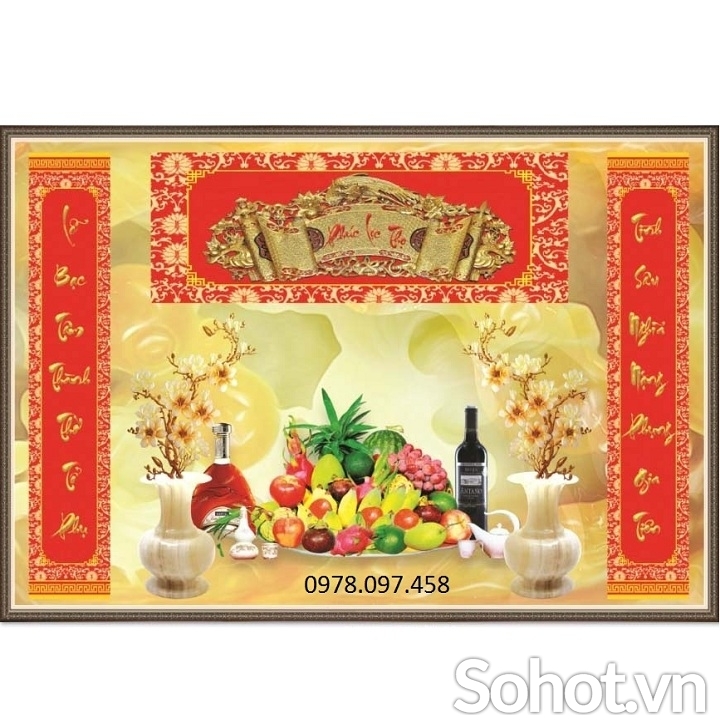 Phòng thờ - tranh gạch câu đối