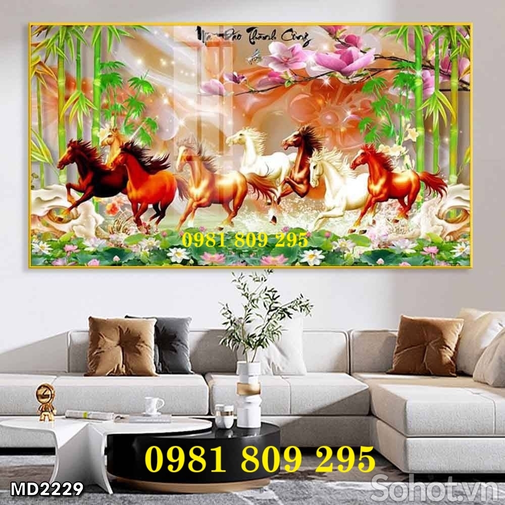 Tranh mã đáo thành công , gạch tranh phong thủy