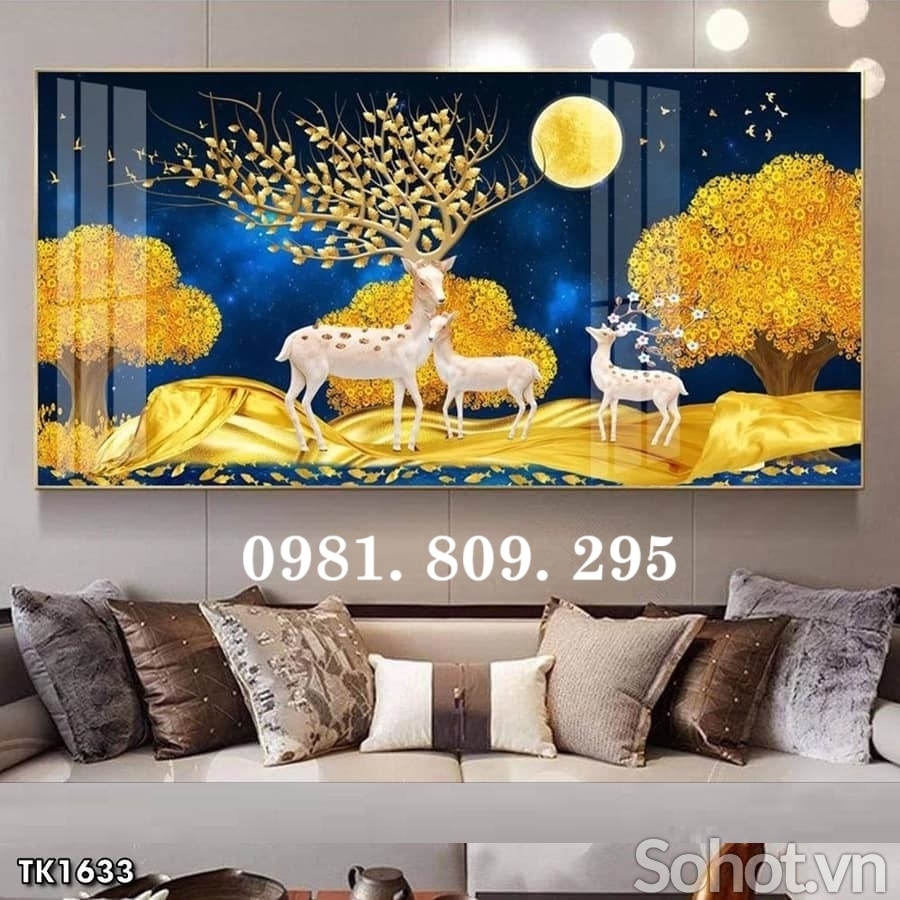 Gạch tranh 3d kim tiền vàng khổ ngang