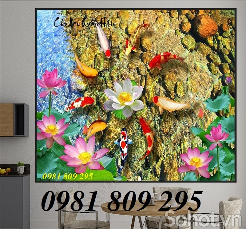 tranh gạch men 3d cá chép phong thủy