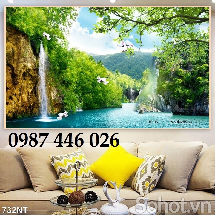 Tranh gạch men thác nước hữu tình HP8772
