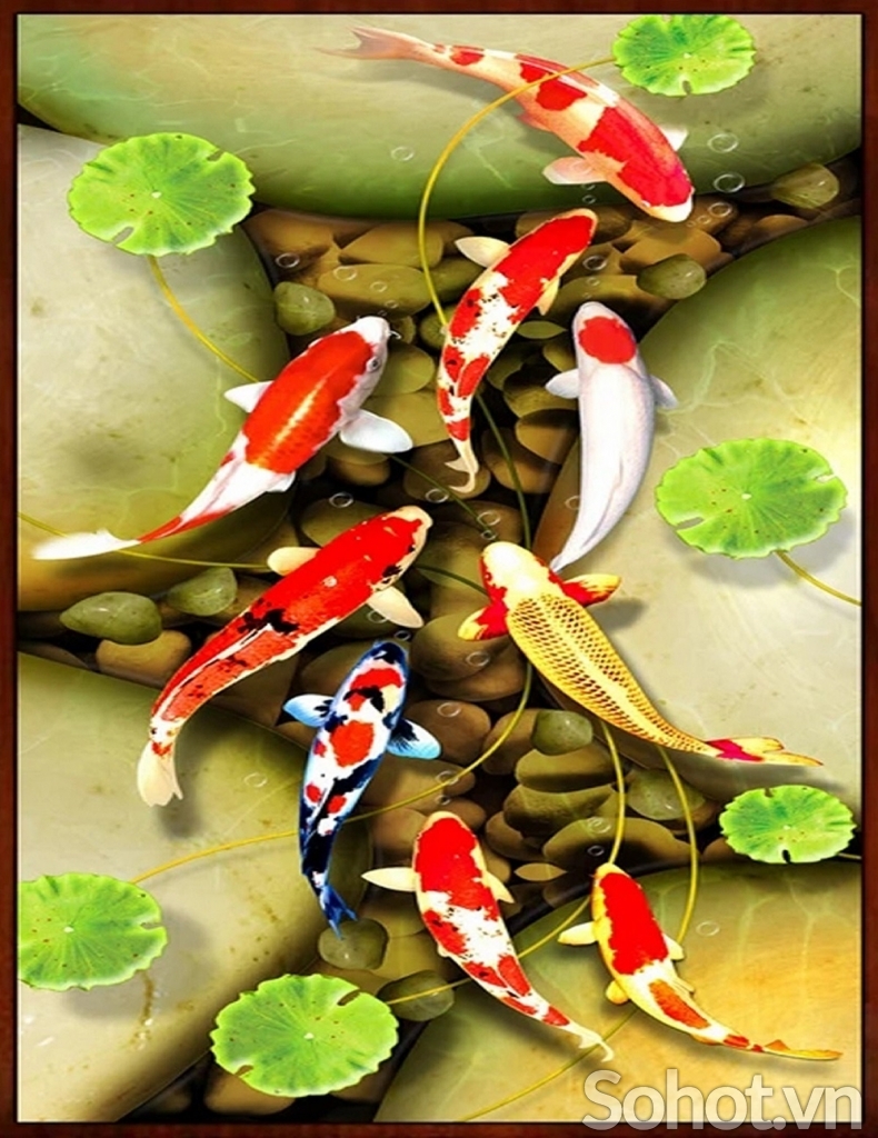 tranh gạch men 3d cá chép phong thủy - 81CL