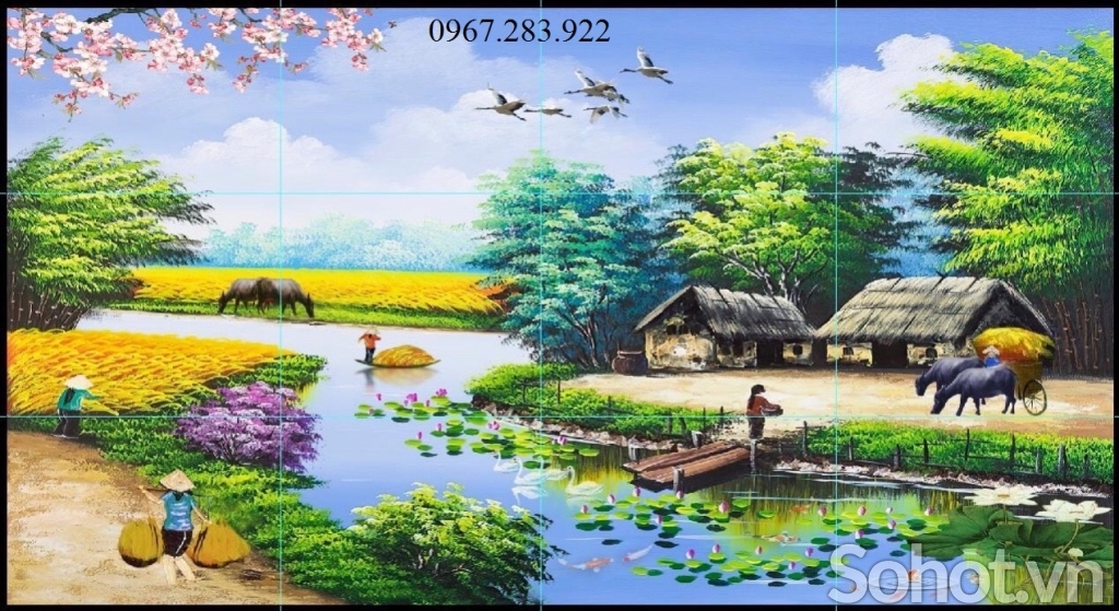 Gạch tranh- Tranh phong cảnh đồng quê