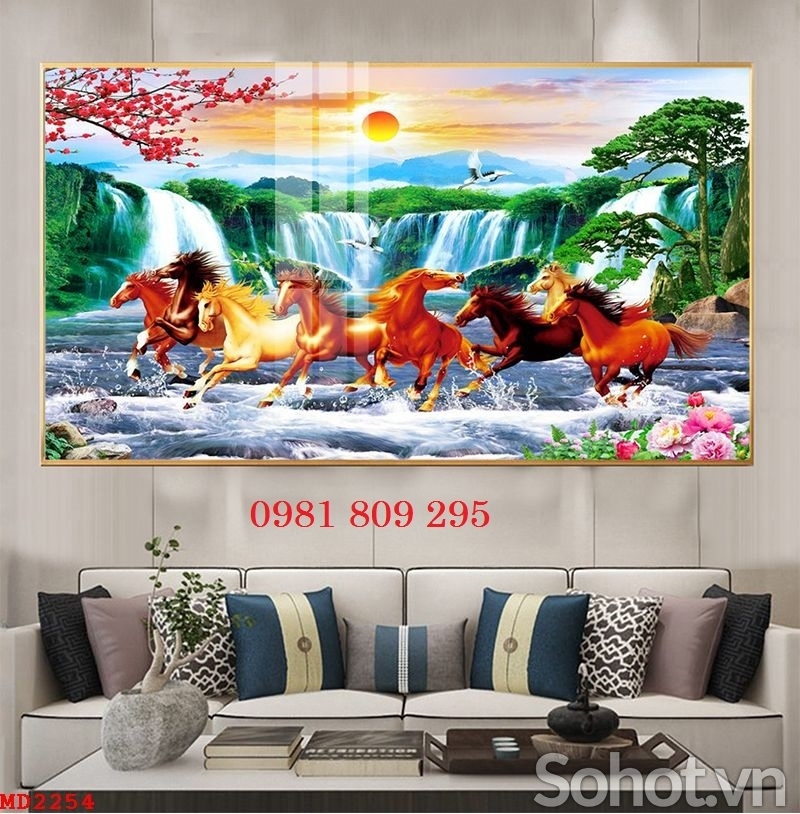 Gạch 3d ngựa phi trên nước , tranh gạch men