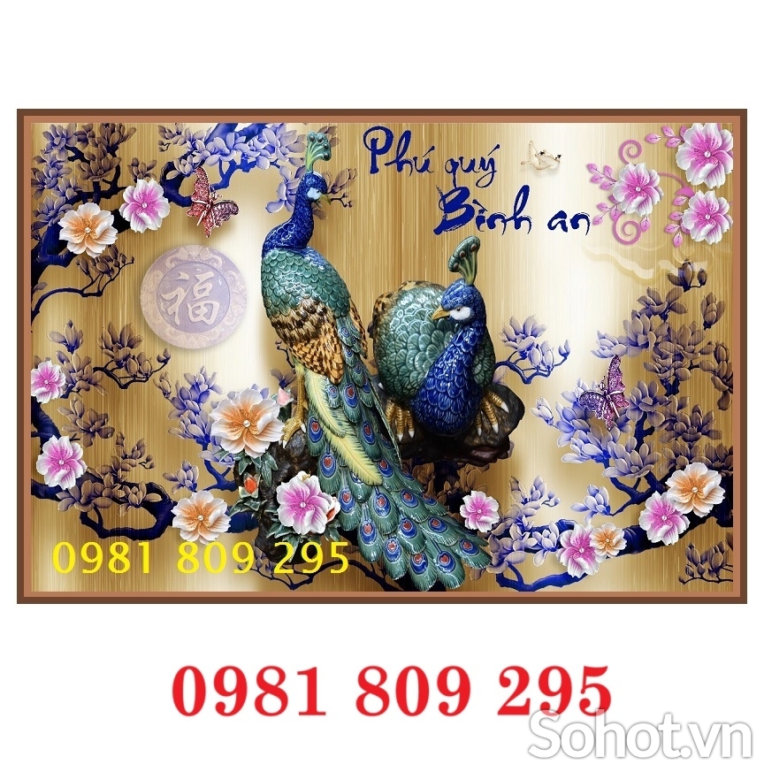 Tranh gạch chim công , gạch 3d phòng ngủ vợ chồng