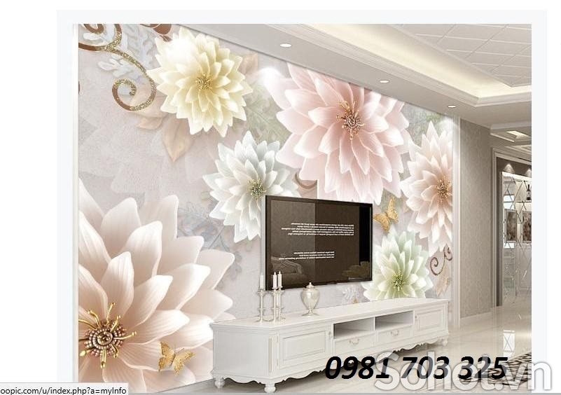 Tranh hoa 3D- tranh gạch trang trí phòng