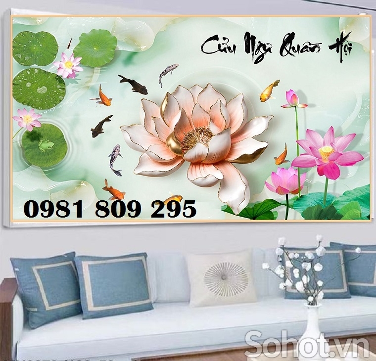 Tranh ốp tường , gạch trang trí 3d hoa sen
