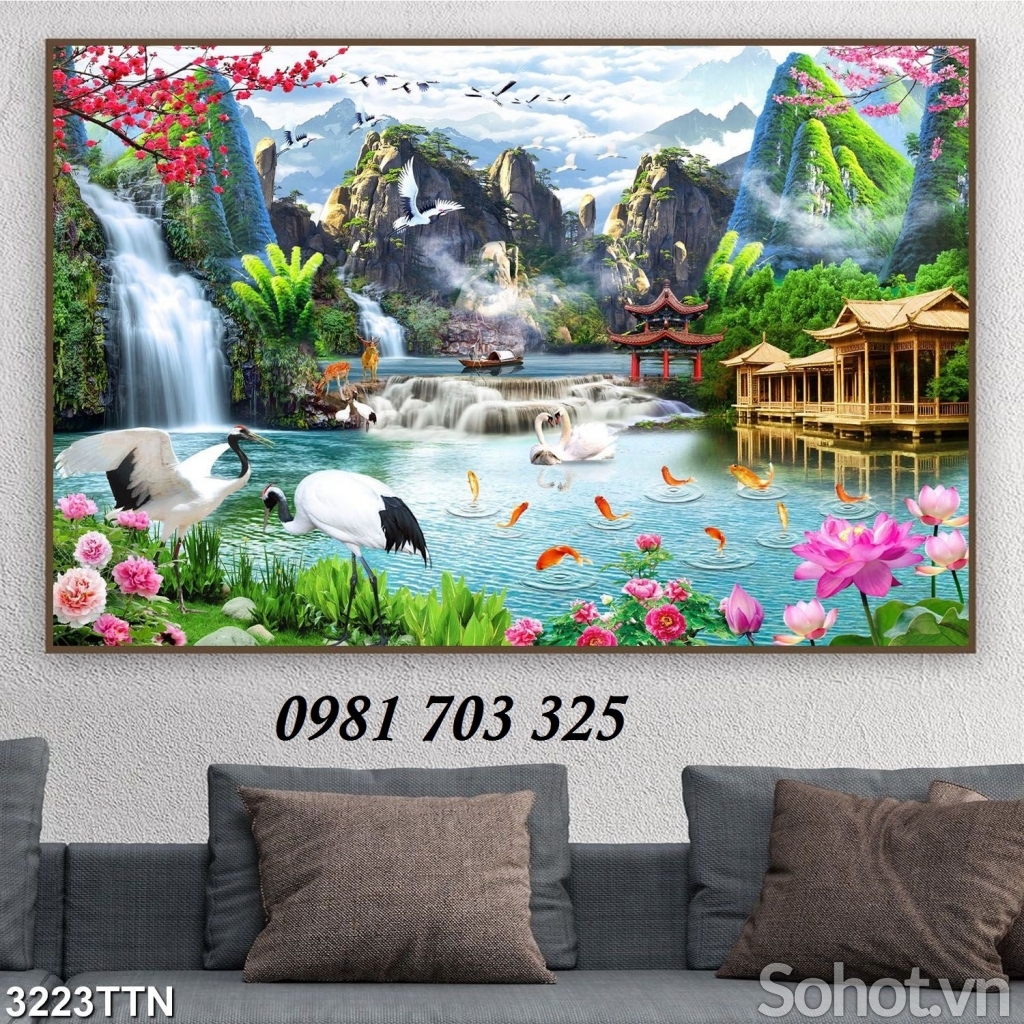 Tranh gạch men 3D thác nước