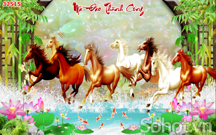 Tranh 3d mã đáo thành công gạch 3d dán tường - NBNN65