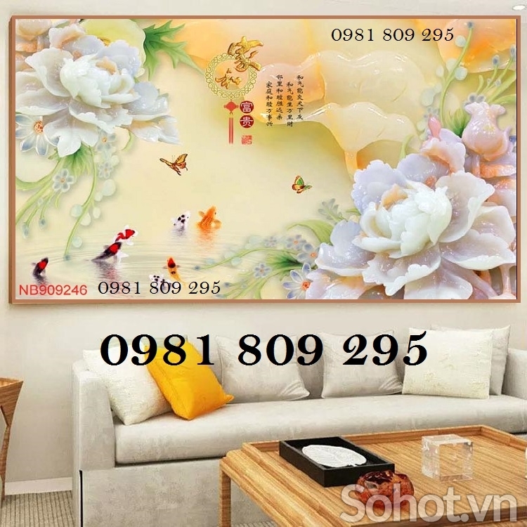 Tranh gạch , gạch 3d hoa mẫu đơn