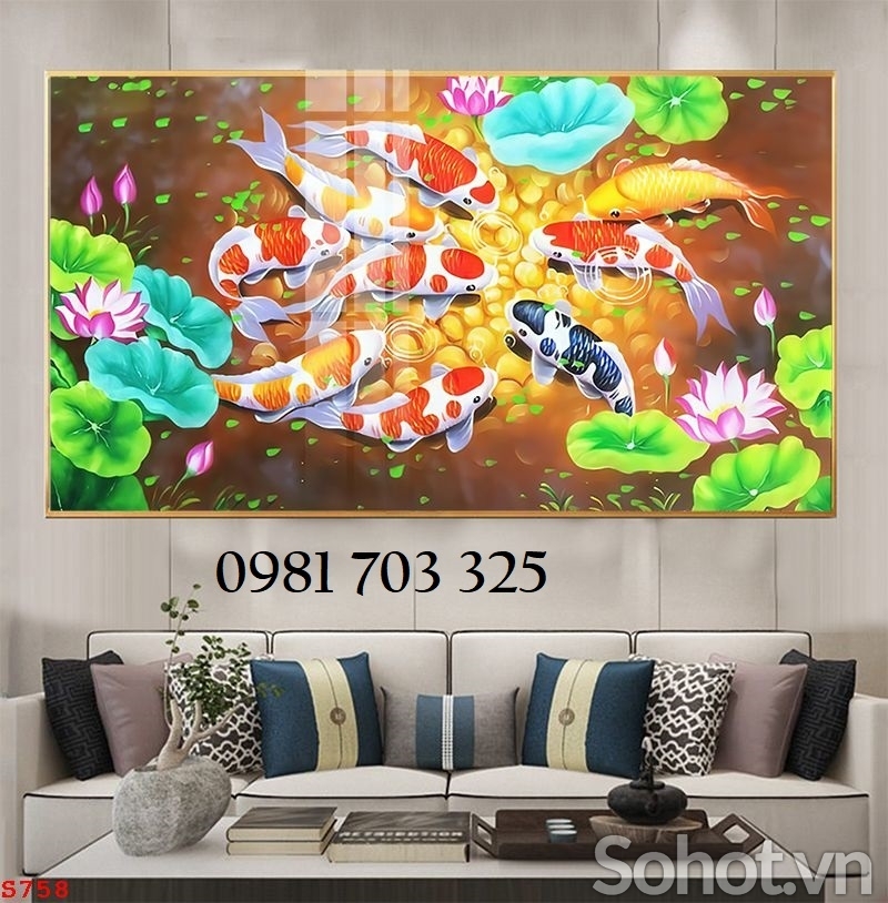 Gạch men cá chép dán tường phòng khách