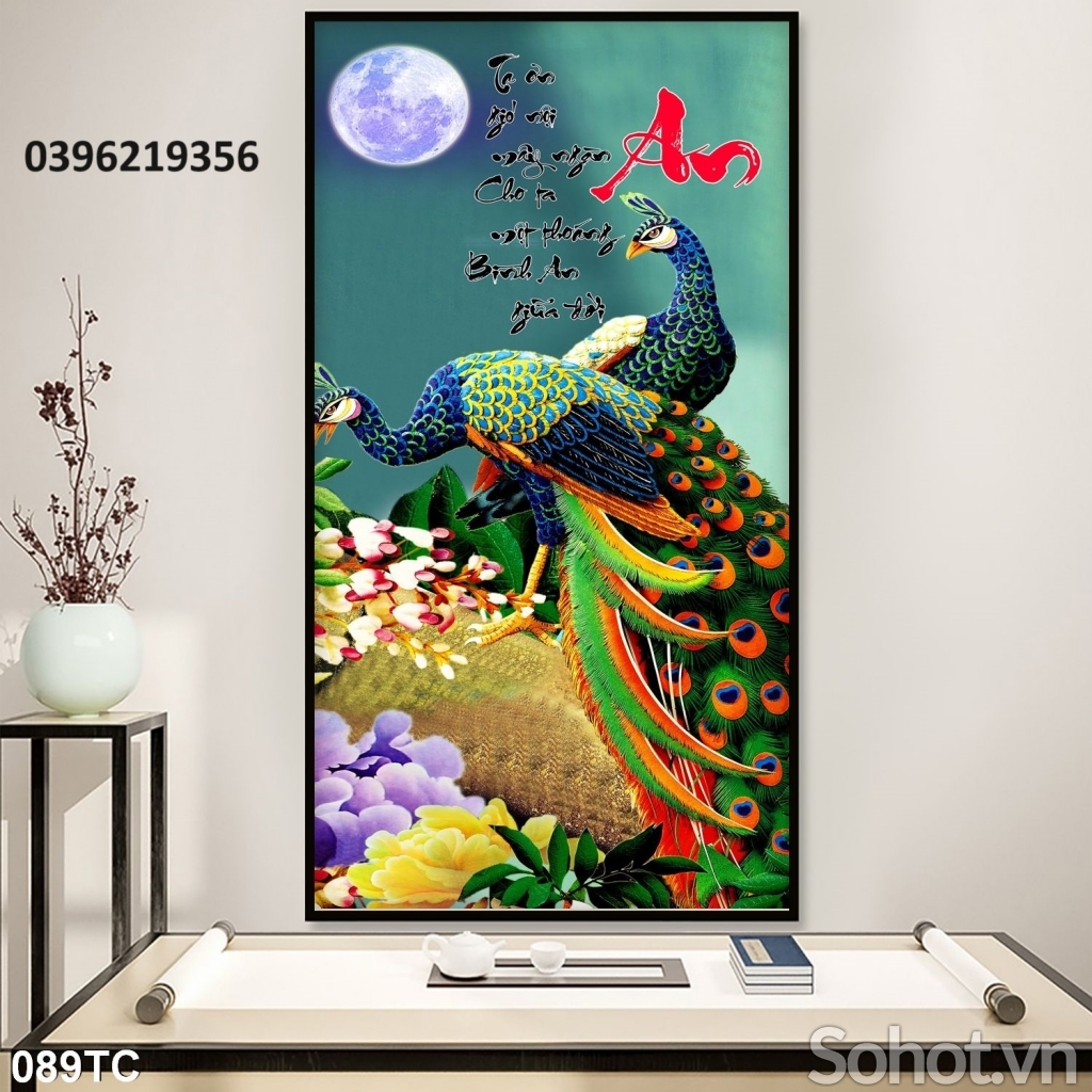 Tranh gạch chim công đẹp 3D