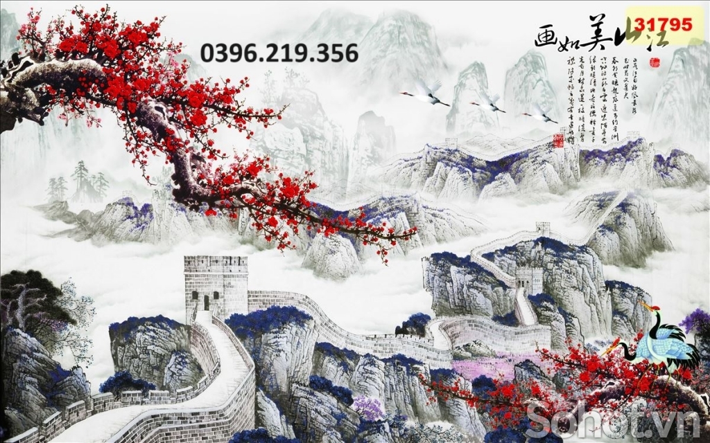 Tranh gạch hoa đào đẹp 3d