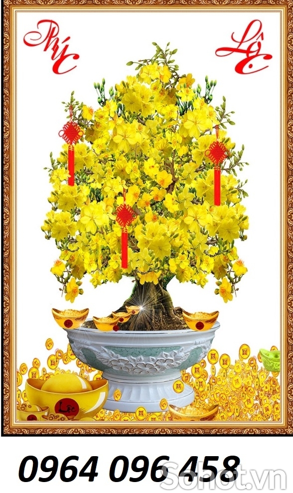 Tranh hoa mai 3d - tranh gạch 3d hoa mai - 888CM