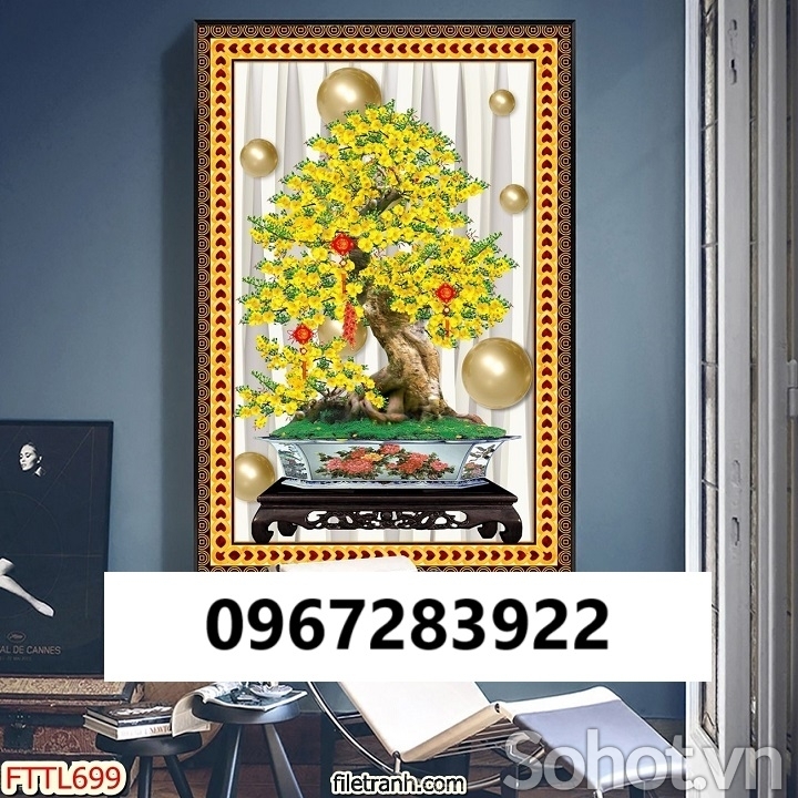 Tranh gạch đẹp trang trí 3D hoa mai