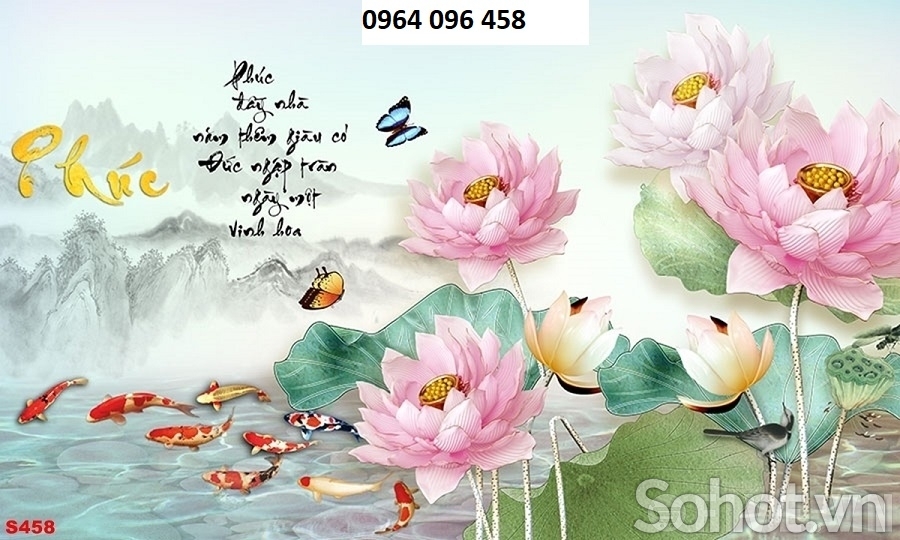 Tranh gạch 3d ốp tường tranh cá chép - KGF33