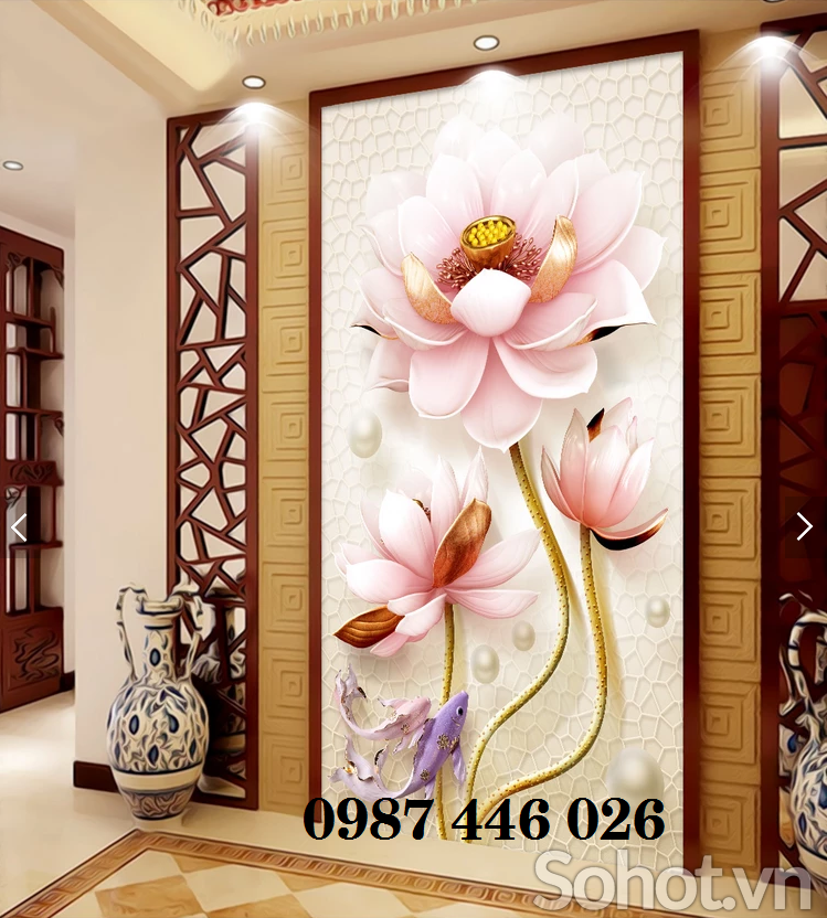 Gạch 3d tranh gach bình hoa lục bình HP9282