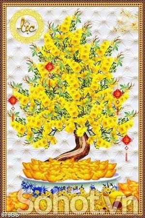 Tranh gạch 3d cây mai vàng - ,XBV68