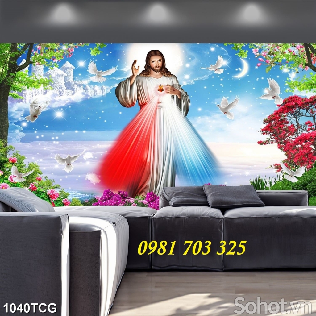 Tranh lòng thương xót CHúa, gạch men 3D trang trí