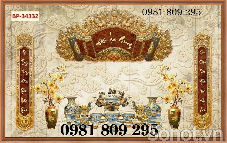 Gạch tranh 3d - tranh phòng thờ câu đối