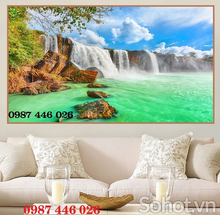 Gạch tranh thác nước, tranh phong cảnh đẹp HP7292