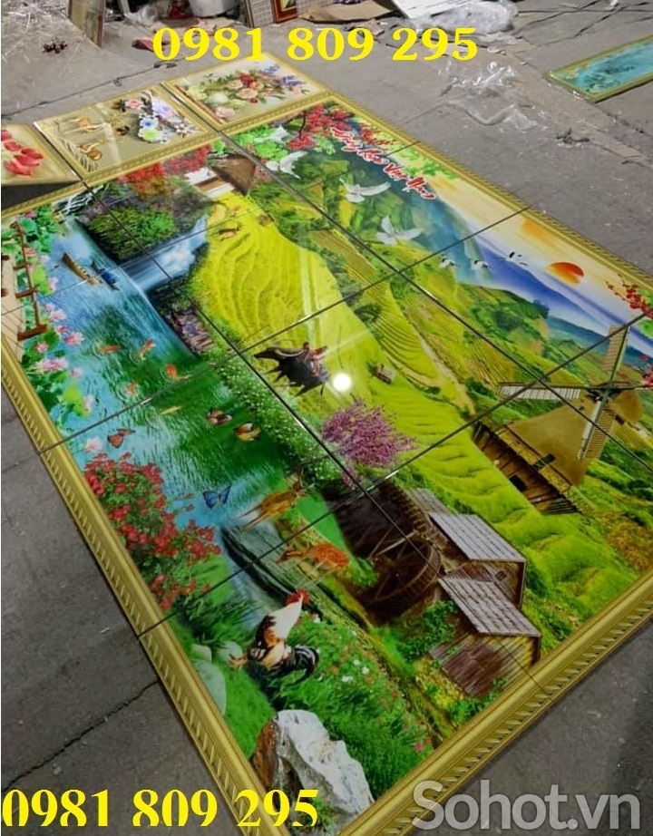 mẫu tranh gạch đẹp ốp phòng khách