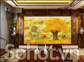 tranh gạch 3d cây mai - SM77