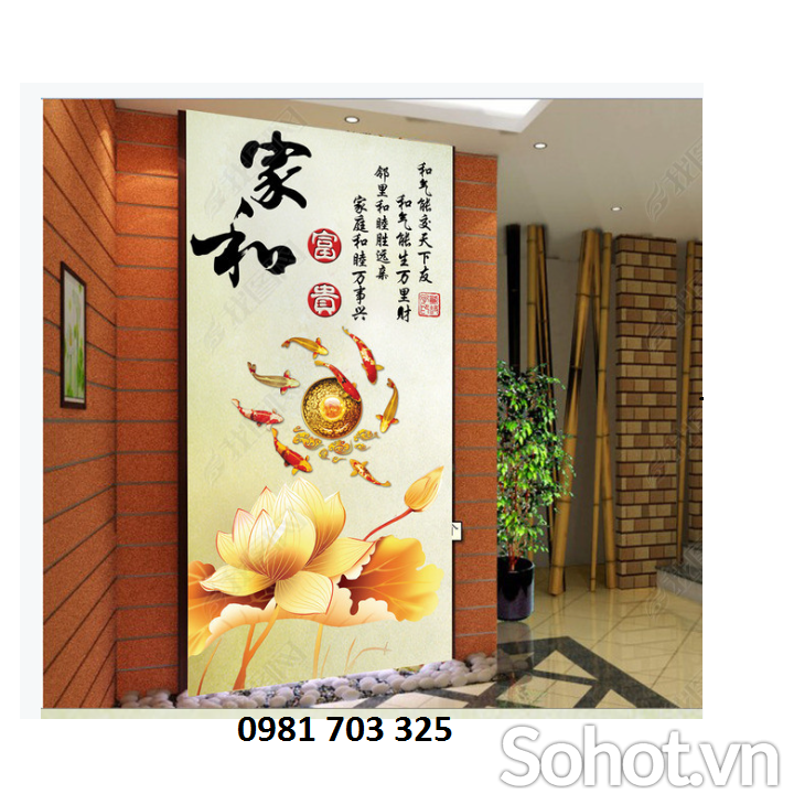 Gạch tranh cá chép ốp tường