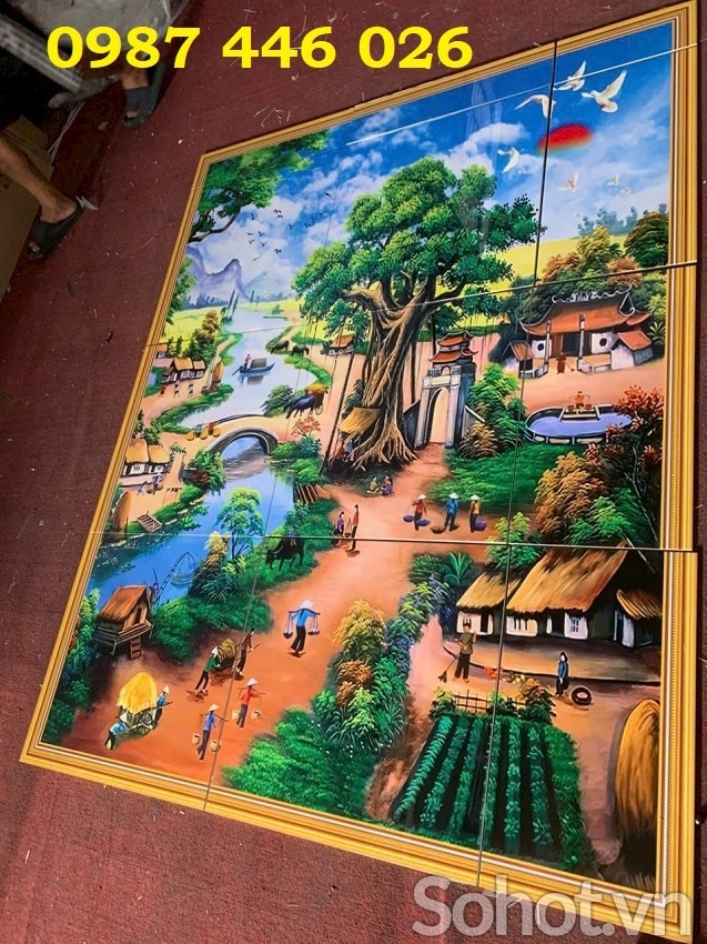 Gạch 3d tranh gạch làng quê Hà Nội