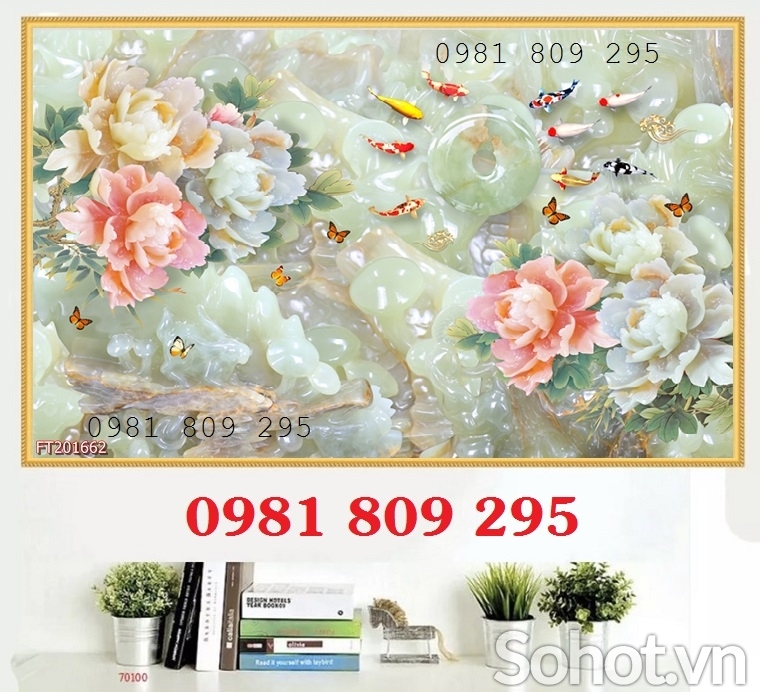 Gạch tranh 3d sứ ngọc mẫu đơn