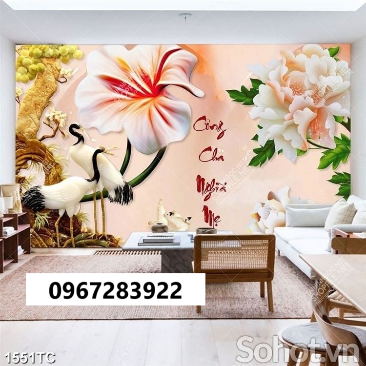 Tranh gạch trang trí 3d hoa mẫu đơn