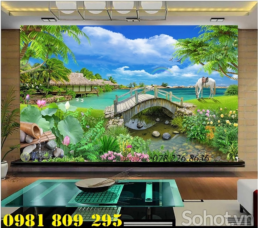 Tranh 3d - gạch tranh 3d ốp tường phòng khách JP422