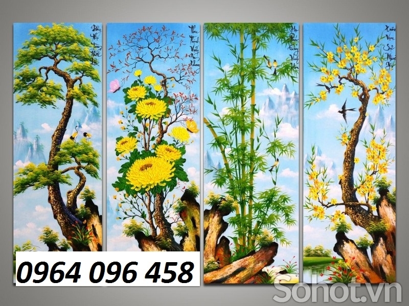 Tranh 3d tứ quý - tranh gạch 3d tú quý - DV46