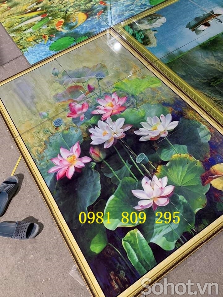 Tranh gạch hoa sen đẹp 3d JD333