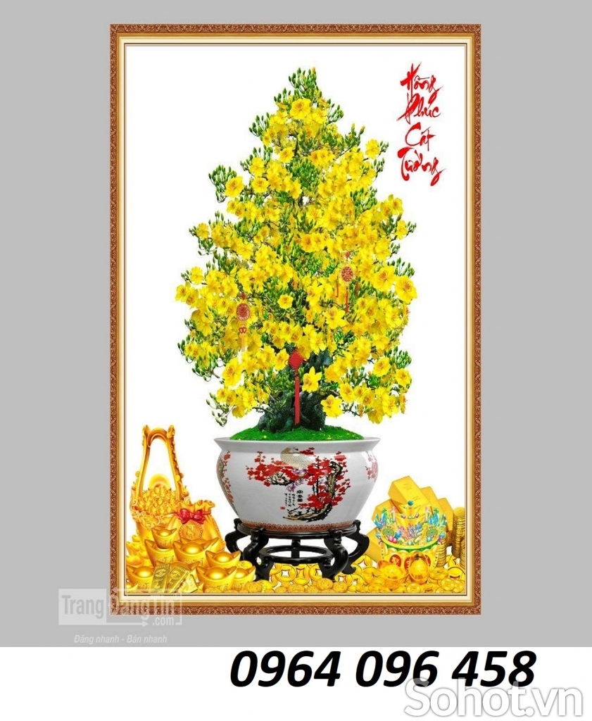 Tranh cây mai 3d - tranh gạch 3d cây mai - 877XJ