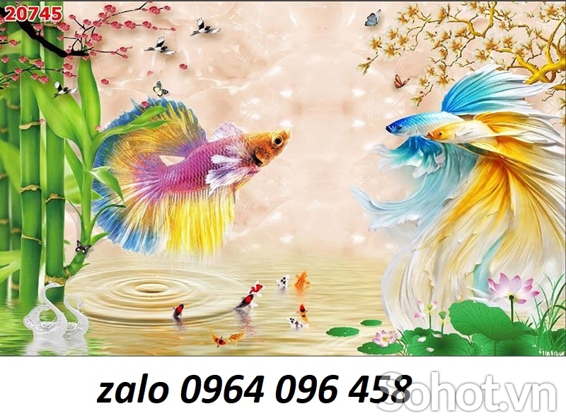 Tranh gạch 3d cá chép - gạch tranh 3d cá chép - GCV54