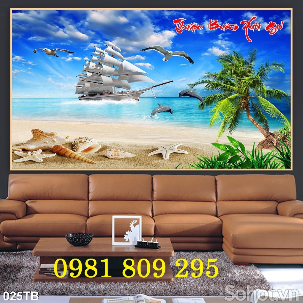 Mẫu tranh gạch thuyền buồm - gạch 3d HP843