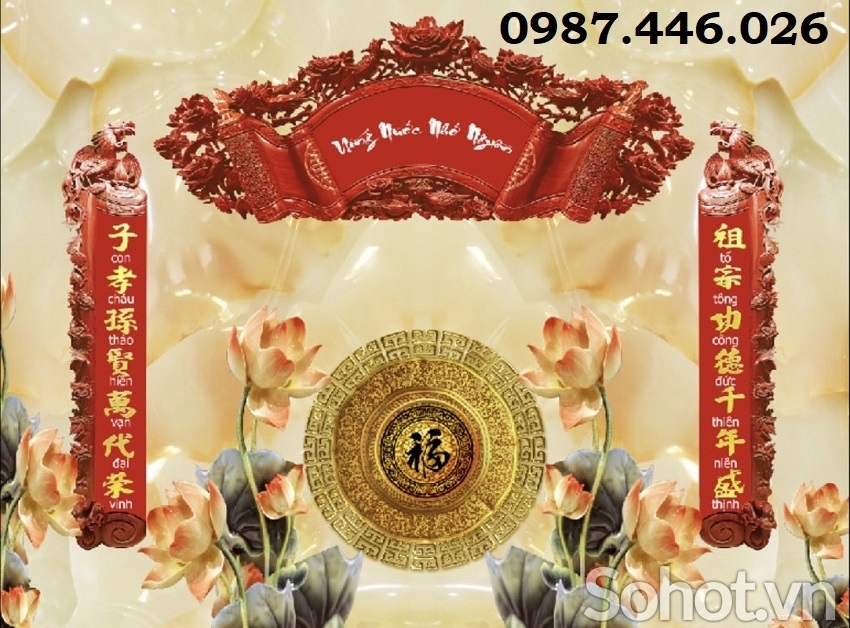 Tranh gạch men phòng thờ đẹp 3d HP8274