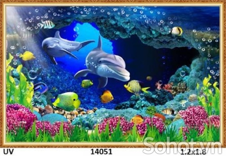 Tranh gạch 3d cá heo đại dương - 0444XC
