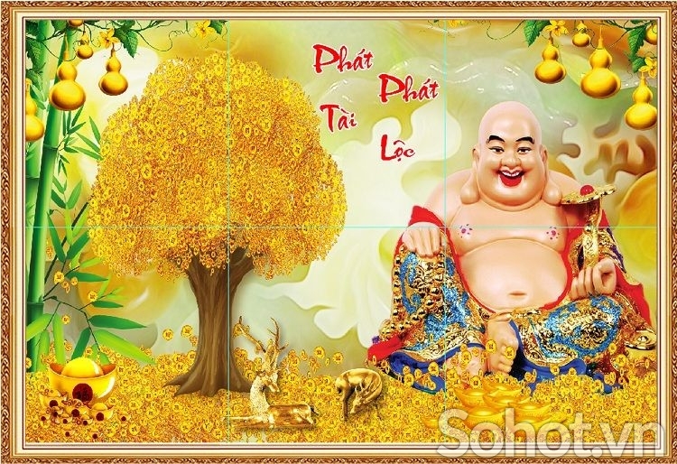 Gạch tranh cây tiền vàng thần tài HP9242