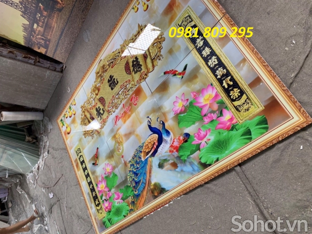 gạch tranh 3d phòng thờ gia tiên