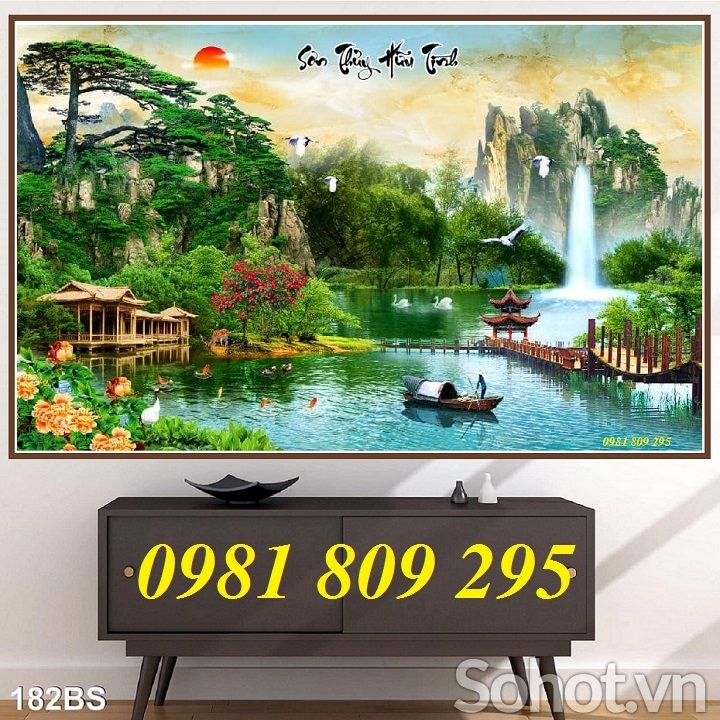 Tranh gạch 3d thác nước phong thủy - gạch tranh 3d