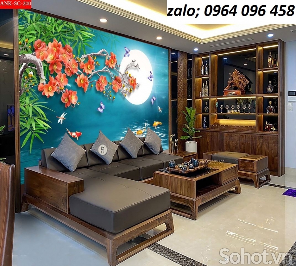 Tranh cá chép 3d - tranh gạch 3d cá chép - 777XK