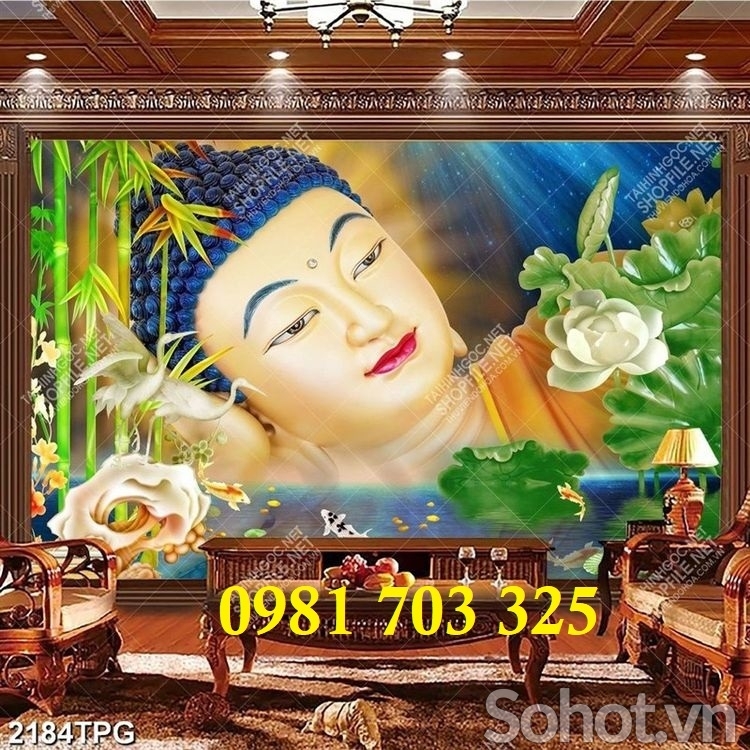 Tranh Phật ốp phòng thờ, gạch tranh 3D