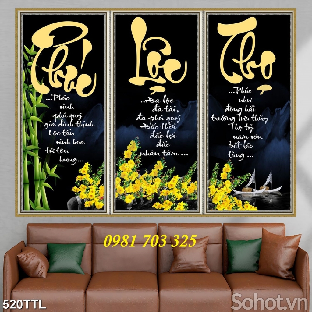 gạch 3D, tranh gạch phúc lộc thọ