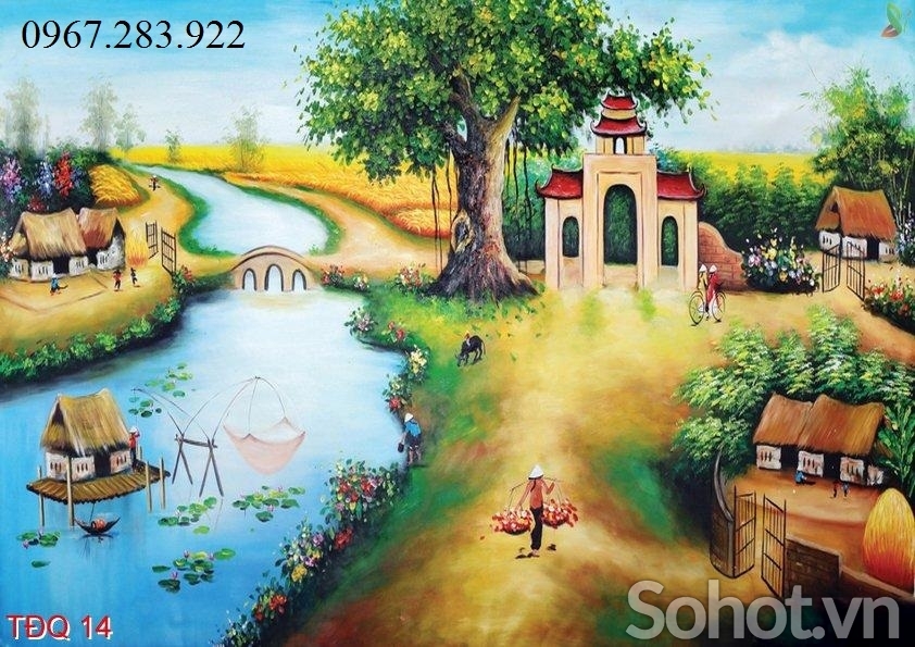 Gạch trang trí cảnh đồng quê